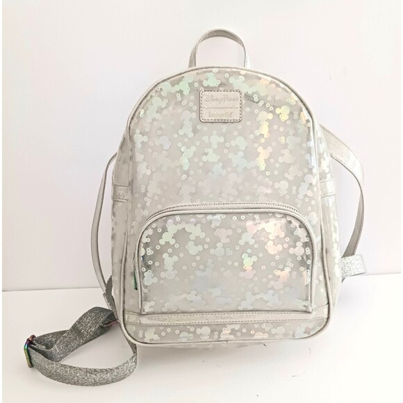 Disney Parks Loungefly Magic Mirror Metallic Mini Backpack Clear Holographic main image 4